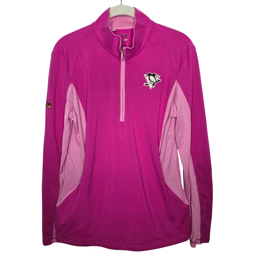 Adidas Climalite Pink Pittsburgh Penguins Treesdale 1/2 Zip Golf Top Size Large